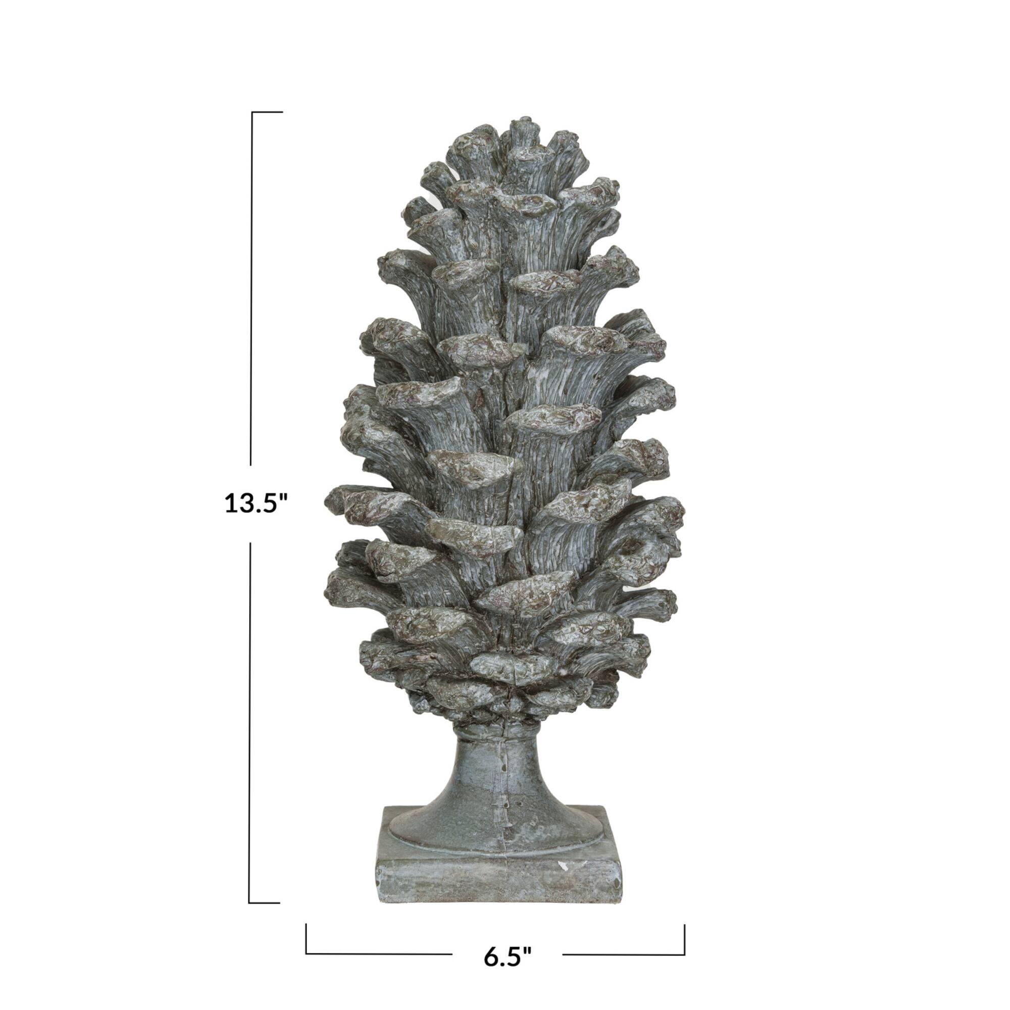 Hello Honey® 13.5" Tall Round Verdigris Finish Pinecone Finial with Base